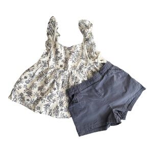 Happily Grey Kids M (7/8) Two Piece Short Set Beach Sea White Blue Nautical